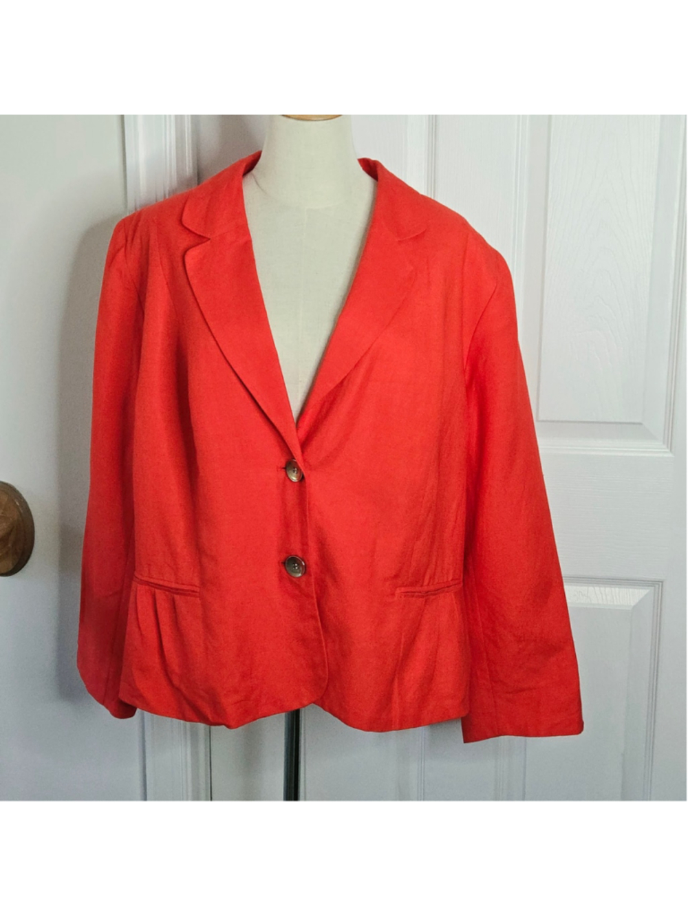 Signature by Larry Levine Women's Coral Red Rayon Blend Blazer Jacket Plus 22W